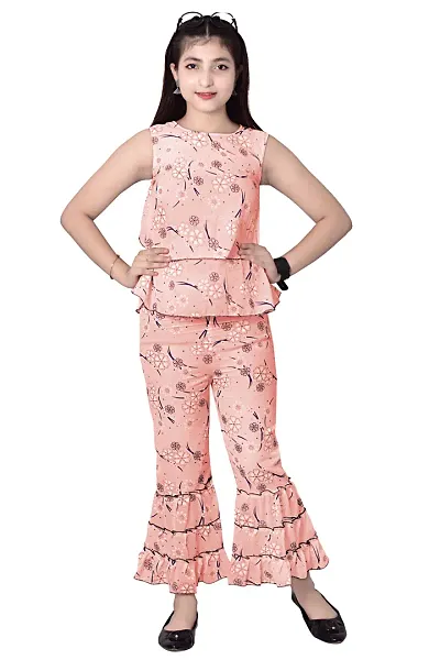 Stylish Girls Silk Blend Top with Pant Set