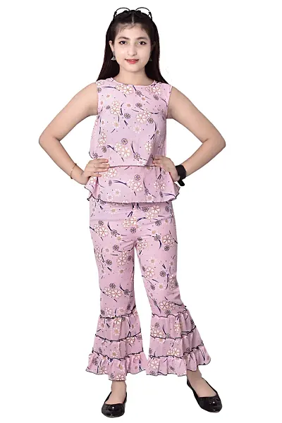 Stylish Girls Silk Blend Top with Pant Set