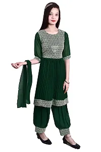Stylish Green Georgette Suit Salwar With Dupatta For Girls-thumb2