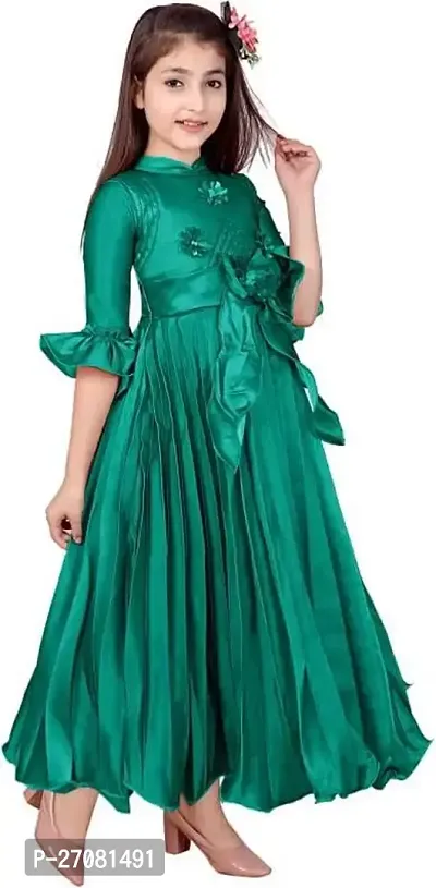 Designer Green Silk Frocks For Girls-thumb3