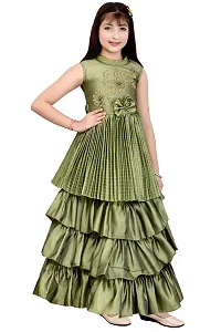 Green Silk Blend Partywear Gown-thumb2