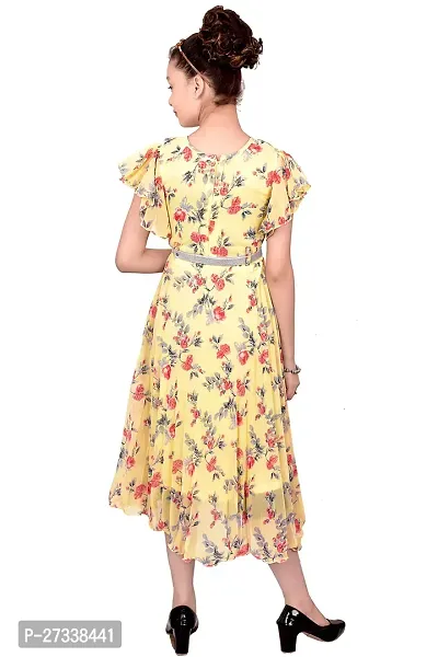 Stylish Yellow Georgette A-Line Dress For Girls-thumb2