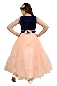 Designer Peach Net Frocks For Girls-thumb1