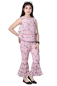 Stylish Girls Silk Blend Top with Pant Set-thumb1