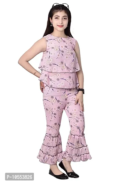 Stylish Girls Silk Blend Top with Pant Set-thumb2