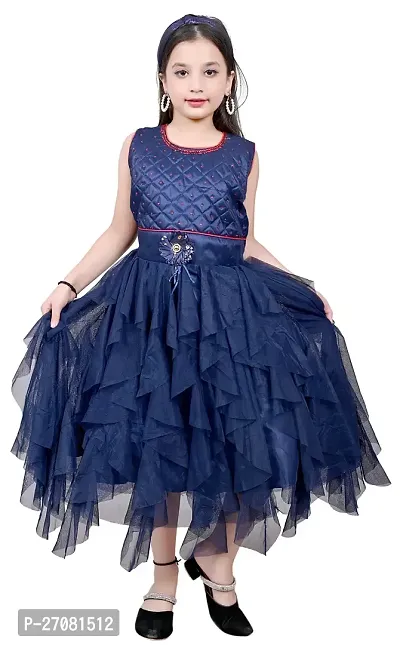 Designer Blue Net Frocks For Girls-thumb0