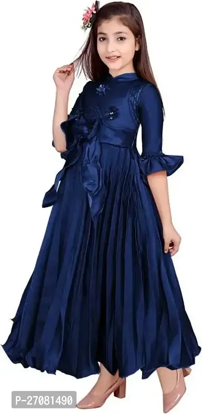 Designer Blue Silk Frocks For Girls-thumb4