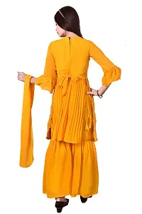 Stylish Yellow Georgette Suit Salwar With Dupatta For Girls-thumb1