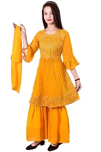Stylish Yellow Georgette Suit Salwar With Dupatta For Girls-thumb3