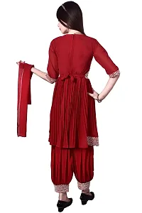 Stylish Red Georgette Suit Salwar With Dupatta For Girls-thumb1