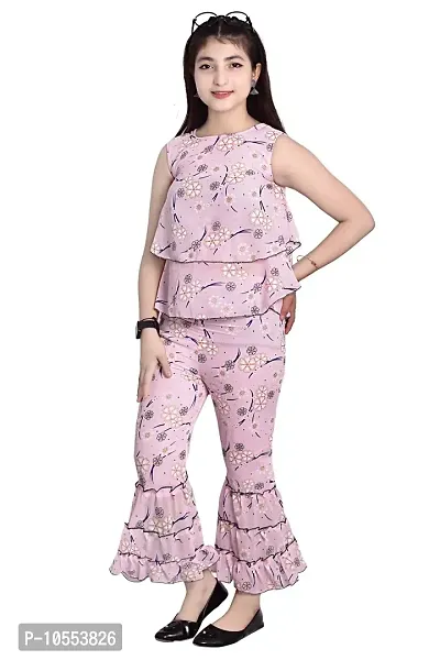 Stylish Girls Silk Blend Top with Pant Set-thumb3