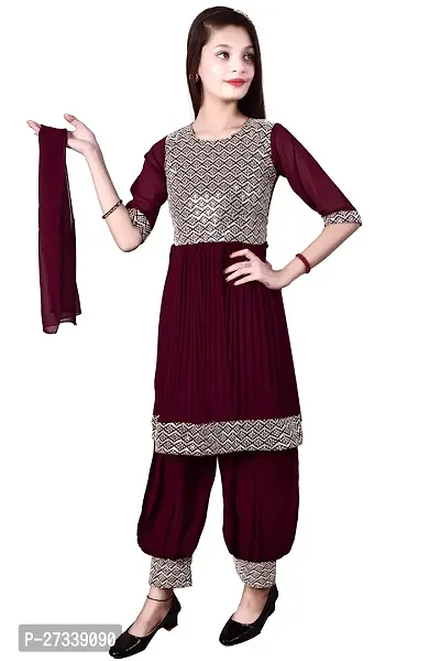 Stylish Purple Georgette Suit Salwar With Dupatta For Girls-thumb4