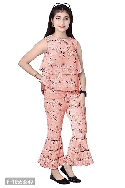 Stylish Girls Silk Blend Top with Pant Set-thumb2