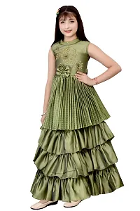 Green Silk Blend Partywear Gown-thumb3