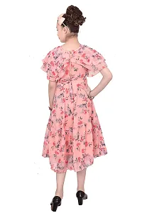 Stylish Peach Georgette A-Line Dress For Girls-thumb1