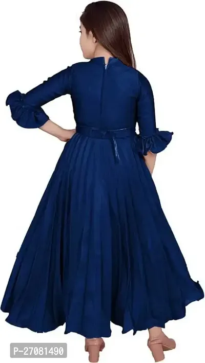 Designer Blue Silk Frocks For Girls-thumb2