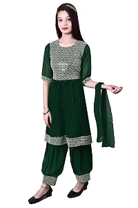 Stylish Green Georgette Suit Salwar With Dupatta For Girls-thumb4