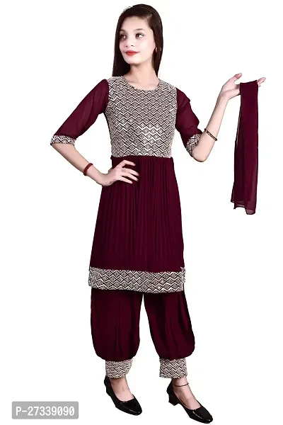 Stylish Purple Georgette Suit Salwar With Dupatta For Girls-thumb3