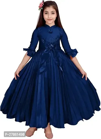 Designer Blue Silk Frocks For Girls-thumb0