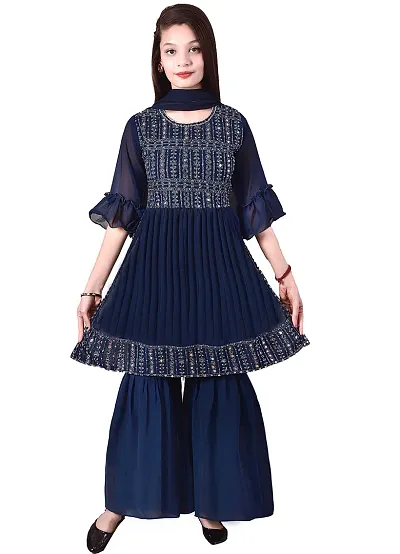 Stylish Georgette Suit Salwar With Dupatta For Girls