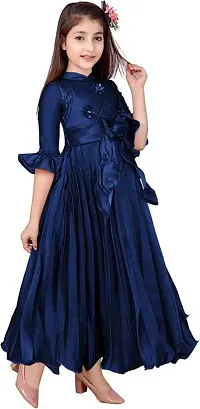 Designer Blue Silk Frocks For Girls-thumb2