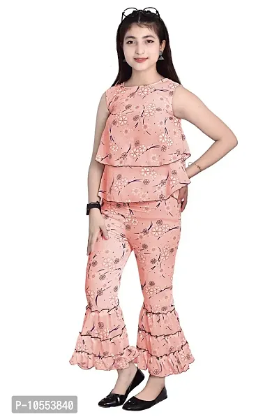 Stylish Girls Silk Blend Top with Pant Set-thumb3