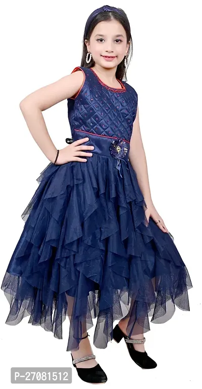 Designer Blue Net Frocks For Girls-thumb3