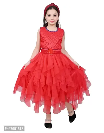 Designer Red Net Frocks For Girls-thumb0