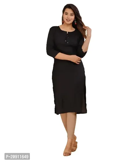 Stylish Cotton Black Stitched Kurta For Women-thumb0