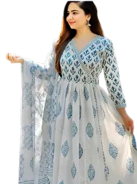 Ambrozee|| Angrakha Kurti Suit for Women || Stitched Floral Printed Ladies Kurta Set-thumb3