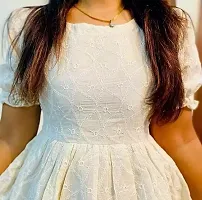 Ambrozee|| White Chikankari Anarkali Gown With Baloon Sleeves for Women-thumb1