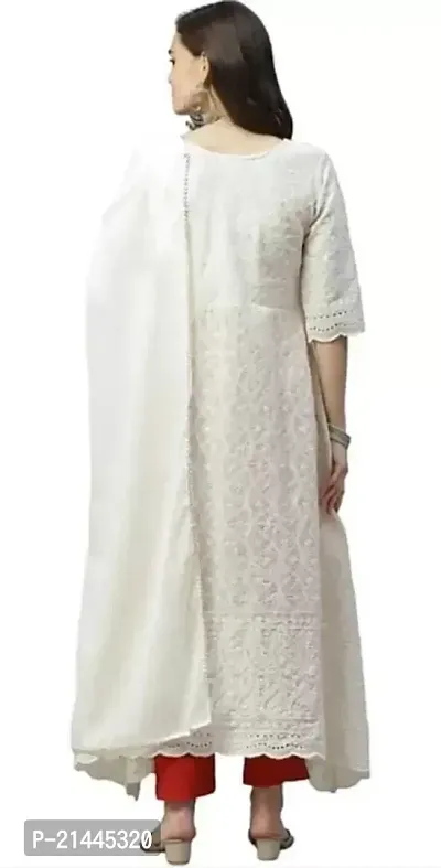 Ambrozee|| Women Chikankari Anarkali Embroidered Gown set with Dupatta-thumb2