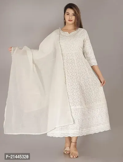 Ambrozee|| Women Chikankari Anarkali Embroidered Gown set with Dupatta-thumb5