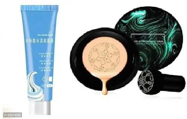 Classic Ice Cream Mask Ultra Cleansing, Brighten And Whiten (60Ml) With Mushroom Foundation Bb Cc Cream (2 Items In The Set)