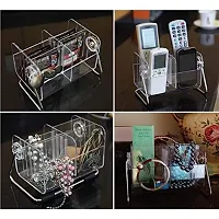 SHREEJIIH 6-Slot Clear Acrylic Home Desk Tv Air-Conditioner Remote Control Storage Holder Organizer Stand, for Make-up Brush Set Transparent-thumb4