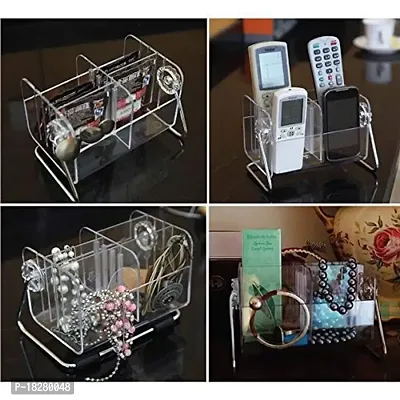 SHREEJIIH 6-Slot Clear Acrylic Home Desk Tv Air-Conditioner Remote Control Storage Holder Organizer Stand, for Make-up Brush Set Transparent-thumb5