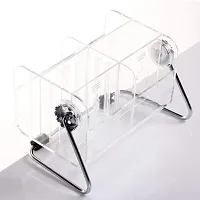 SHREEJIIH 6-Slot Clear Acrylic Home Desk Tv Air-Conditioner Remote Control Storage Holder Organizer Stand, for Make-up Brush Set Transparent-thumb2