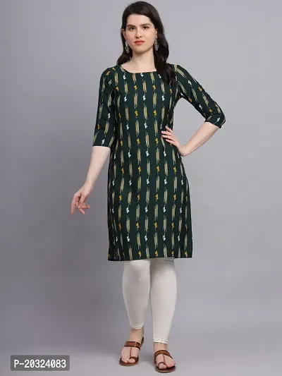 Green Crepe Floral Print Straight Kurti-thumb0