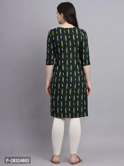 Green Crepe Floral Print Straight Kurti-thumb2