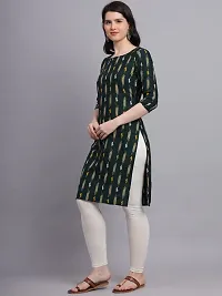 Green Crepe Floral Print Straight Kurti-thumb2