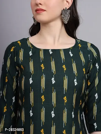 Green Crepe Floral Print Straight Kurti-thumb4