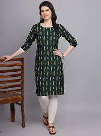 Green Crepe Floral Print Straight Kurti-thumb4