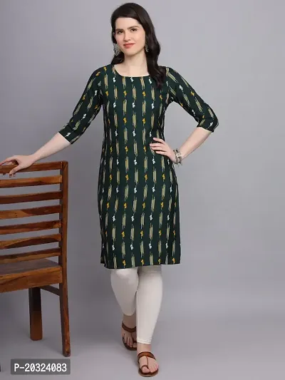 Green Crepe Floral Print Straight Kurti-thumb5