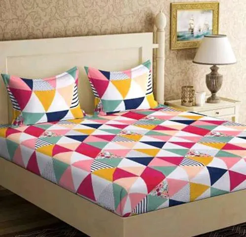 Multicoloured Double Bedsheets with Pillow Covers