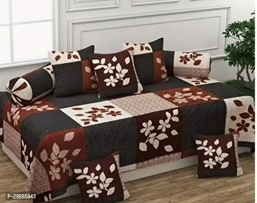 Single Bed Glace Cotton Diwan Set-thumb0