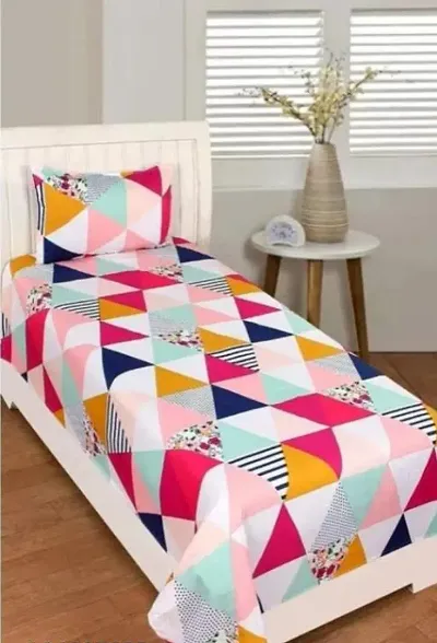 Printed Single Bedsheet with 1 Pillow Cover