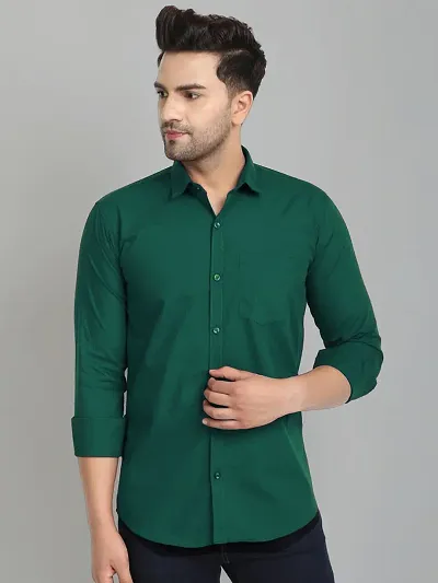 Men's Solid Shirt (38, Green)