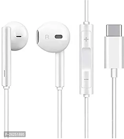 Stylish White In-Ear Wired Type-C USB Earphones-thumb0