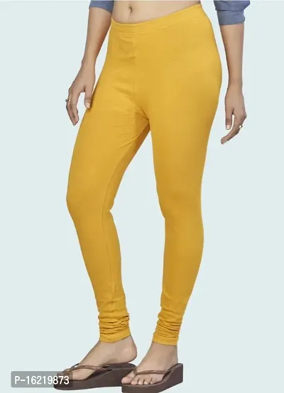 Fabulous Yellow Cotton Solid Leggings For Women-thumb0