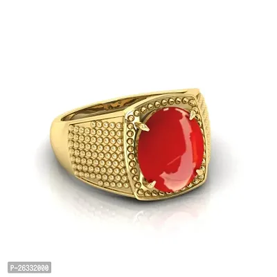 3.25 to 15.25 Ratti Red Coral Moonga Panchdhatu ring for men and women Brass Coral Rhodium Plated Ring